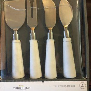 4 pc Set of White Marble Threshold Cheese Knives